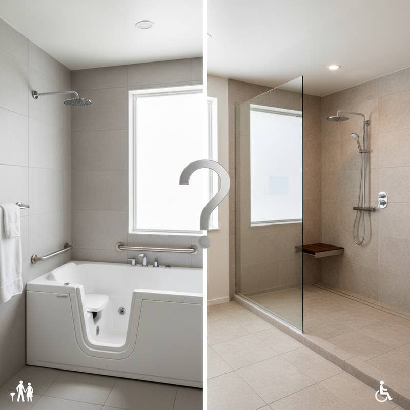 Featured image for Walk-In Tubs vs Curbless Showers for Aging in Place