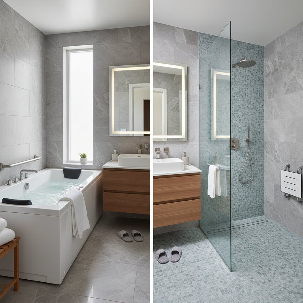 Featured image for Walk-In Tub vs Curbless Shower for Aging in Place