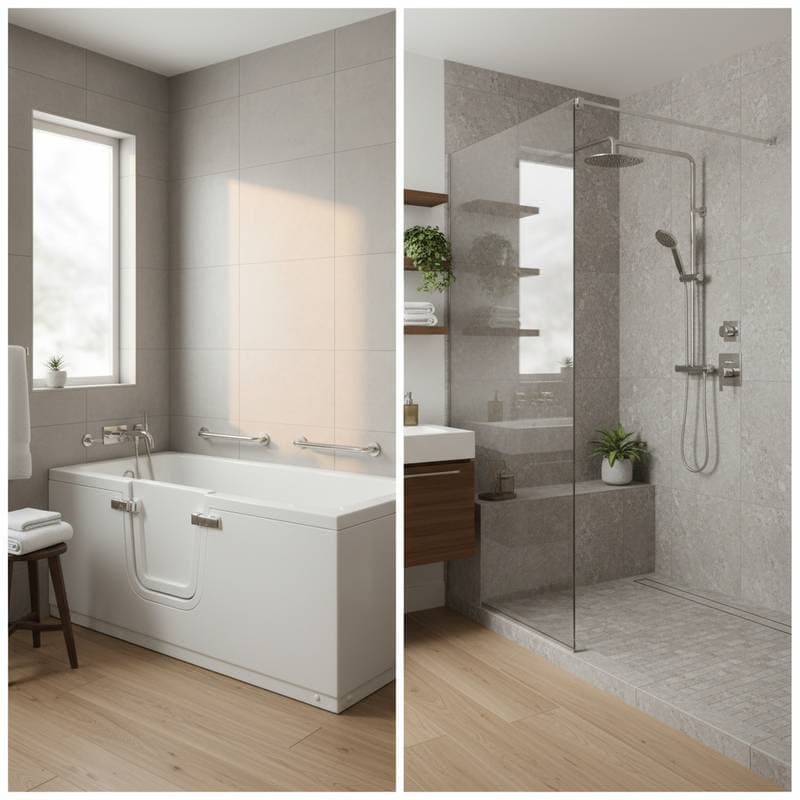 Featured image for Walk-In Tub or Curbless Shower: Which Fits Your Needs?